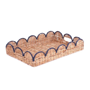 Bandeja de almacenamiento de ratán con diseño festoneado, fabricada en Vietnam con colores OEM y ODM. - Product Image 5