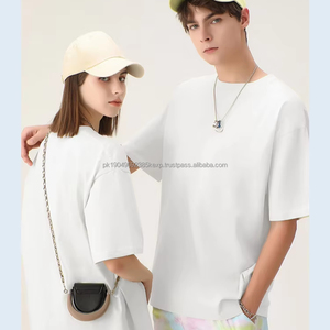 เสื้อยืดลำลองแขนสั้นผ้าคอตตอน100% ของใหม่เสื้อยืดสีพื้นแบบโอเวอร์ไซส์300gsm - Product Image 1