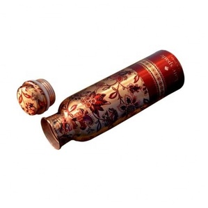 VENTURES Green Printing Designer Pure Copper Water Bottle 1000ML for Ayurve100 % Pure Copper Water Bottle Set for Office Sports - Product Image 4