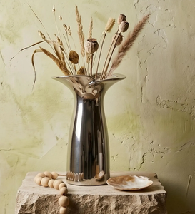 Vase de table en céramique électroplaqué argenté, design scandinave moderne, pour arrangements floraux, salon, salle à manger - Product Image 5
