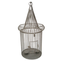 Cage à oiseaux antique en cuivre avec cadre en fer, forme ronde, cage durable pour animaux de compagnie, pour usage intérieur, base décorative, cage à oiseaux en fil métallique