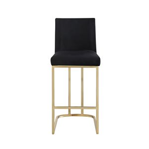 Woker mobili moderni in velluto tessuto sgabelli da Bar Set 2 26 \ "altezza bancone oro spazzolato indietro sedie da pranzo imbottite nere per - Product Image 3