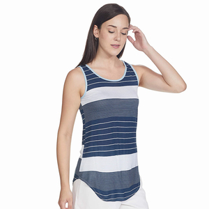 Women Performance <b>Tank</b> <b>Top</b> Custom Logo Gym Workout Activewear Private Label Factory Regular Length Blue <b>White</b> 100% Knitted - Product Image 2