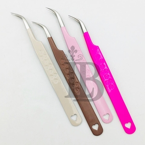 New Style Eyelash Extension Tweezers Heart Design Heart Pattern False Eyelash Extensions Curved Tip Custom Logo Offer - Product Image 3