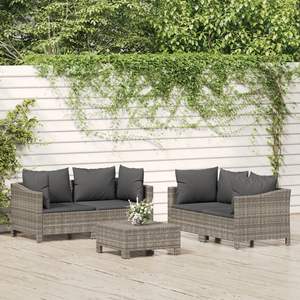 Ensemble de salon de jardin modulaire en rotin PE gris avec structure en acier thermolaqué, meubles d'extérieur durables et élégants - Product Image 1