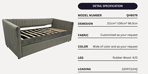 Cadre de lit tufté élégant. Design contemporain, soutien fort. Fabriqué au Vietnam. - Product Image 5