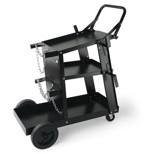 Chariot de soudage robuste à 3 niveaux, capacité de 400 lb, roues pivotantes à 360°, rangement pour réservoirs, matériau PP - Product Image 1