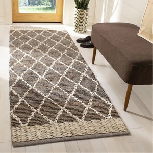 Tapis en jute fait main à motif diamant |   Tapis rectangulaire bohème en fibres naturelles |   Tapis rustique écologique à poils ras en jute fine - Product Image 4