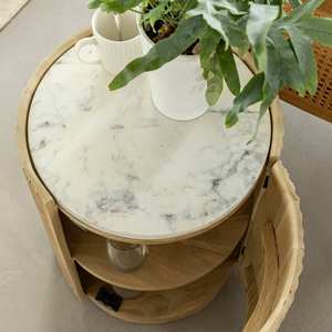 Table d'appoint Vandana Lyra en bois de manguier et marbre - Product Image 4