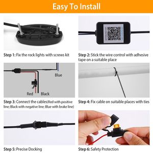 Kit de 8 pods d'éclairage LED RGB pour voiture, 12V DC, néons de voiture étanches IP68, éclairage sous châssis, accessoires d'éclairage de voiture avec double télécommande - Product Image 6