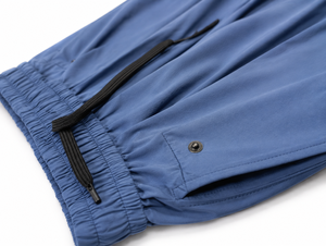 Men's Casual Straight Leg <b>Drawstring</b> <b>Trousers</b> Mid Elastic Stretch Washed Finish Plain Dyed Solid Pattern Snap Pocket-Woven Terry - Product Image 2