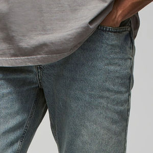 Jean en denim pour homme GUJ International Brand, coupe large, taille mi-haute, en coton de haute qualité, délavage moyen, grande taille, style vintage, personnalisable - Product Image 5