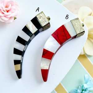 Vintage Buffalo Bone Horn Pendant Custom Color Women's Wedding Gift Party Jewelry Ecofriendly Red Black White Striped Antique - Product Image 1