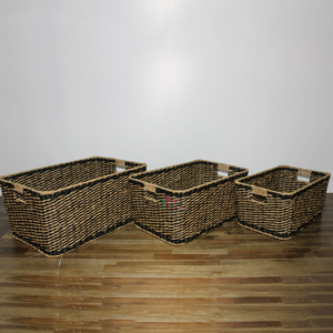 Artex Dong Thap Paniers de rangement en osier fait à la main en jonc de mer à rayures noires du Vietnam pour une décoration et une organisation élégantes de la maison - Product Image 6