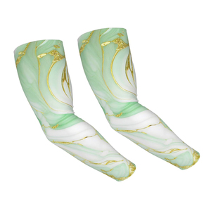 Manchons de cyclisme vert imprimé bambou anti-UV unisexe adulte en spandex et fibre de bambou avec impression par sublimation - Product Image 2