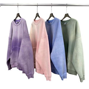 Sweat à capuche personnalisé patchwork avec broderie, effet vieilli, délavé à l'acide, délavé soleil, zippé, avec strass, LOGO OEM - Product Image 5