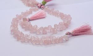 Cuarzo Rosa Natural Facetado en Forma de Lágrima, Briolette de 8 Pulgadas, Tamaño 5x7 MM, Gema de Cuarzo Rosa Briolette por Mayorista - Product Image 5