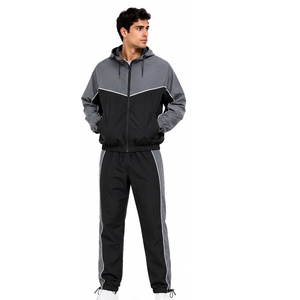 <b>Men</b> Nylon Tracksuit Wind Resistant Lightweight Fitness Wear <b>Jacket</b> and Pants Set OEM ODM Custom Factory Direct Nylon Tracksuits - Product Image 1