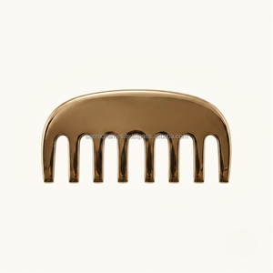 Peigne à cheveux artisanal en laiton pur Kansa, à dents larges, pour stimulation du cuir chevelu, acupression des méridiens, outil de massage détoxifiant, OEM - Product Image 6