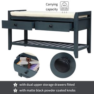 Shoe Rack with Comfortable <b>Cushioned</b> Seat and Practical Drawers Entryway Multipurpose <b>Storage</b> Bench - Product Image 6