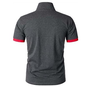 Polo à manches courtes pour homme, couleur unie, décontracté, tricoté, boutonné devant, coupe classique, détail bordure rouge - Product Image 4