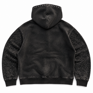 Sweat-shirt à capuche vintage personnalisé avec strass, veste zippée intégrale pour homme en coton délavé, poche graphique, style streetwear - Product Image 2