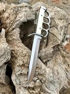 Cuchillo Bowie de Hoja Fija Hecho a Mano con Acabado Pulido Espejo y Mango de Hueso, Cuchillo de Caza Premium para Exteriores - Product Image 2