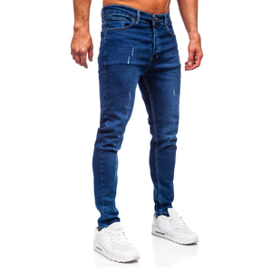 Denim pants <b>men</b> regular fit straight leg jeans casual stretch cotton <b>trousers</b> with button fly and five pocket design - Product Image 2