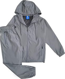 Ensemble veste coupe-vent et pantalon résistant à l'eau, à capuche, fermeture éclair, taille élastique, coupe régulière, pour toutes les saisons, vêtements d'extérieur - Product Image 1