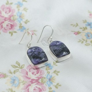 Natural Charoite 925 Sterling Silver Handmade Drop Earrings <b>Unique</b> Boho Statement Jewelry <b>Gift</b> <b>For</b> Women Purple Gemstone <b>for</b> <b>her</b> - Product Image 3