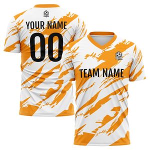เสื้อฟุตบอลแบบกำหนดเอง คอวี แขนสั้น พิมพ์ลายแบบระเหิด ระบายอากาศได้ดี โพลีเอสเตอร์ 100% ชื่อทีม เบอร์ผู้เล่น ผู้ใหญ่ ใส่ได้ทั้งชายและหญิง - Product Image 5