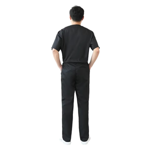 Premium Black Medical Scrub Uniform <b>Set</b> Customize Hospital Nurse Uniform V-Neck Top Cargo Pants <b>Doctor</b> Nursing Workwear Suit - Product Image 4