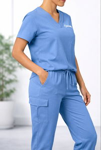 Ensemble de blouses et pantalons de travail unisexe, col en V, extensible, poches à séchage rapide, uniforme de travail confortable - Product Image 3