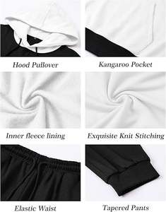 Conjunto deportivo de chándal con capucha para hombre, de dos piezas, con bloques de color, de forro polar, para correr. - Product Image 5