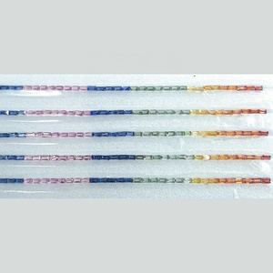 ชุดเครื่องประดับแซฟไฟร์สีรุ้งแบบเหลี่ยมเพชรพลอยธรรมชาติขนาด2x3.5มม. ชุดเครื่องประดับเงินหลายสีกำลังมาแรง2025สินค้าใหม่ - Product Image 2