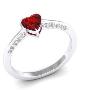 REYES Dainty 925 Sterling Silver VVS Moissanite Fine Jewelry Heart Cut 0.5 Carat Ruby Gemstone Engagement Rings For Women - Product Image 2