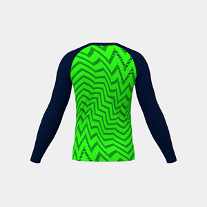 เสื้อแรชการ์ดแขนยาวผู้ชายพรีเมียมสุดฮิตปี 2026 สีเขียวน้ำเงินลายซิกแซก แห้งเร็ว ผลิตจากโพลีเอสเตอร์ สำหรับเล่นกีฬา - Product Image 2