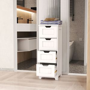 Mobiletto Bianco a 4 Cassetti Autoportante per Bagno, Soggiorno e Cucina - Product Image 4