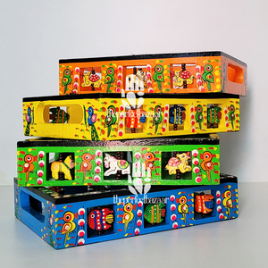 Theperfectbazaar Handcrafted Wooden Handpainted <b>Coffee</b> <b>Table</b> Tray (9x7 Inch) with 3D Animals Hanging Design Multi-Functional - Product Image 5