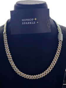 10mm Two Tone Iced Out Cuban Link <b>Chain</b> VVS Moissanite <b>925</b> <b>Sterling</b> <b>Silver</b> Gold Plated Hip Hop Jewelry <b>Mens</b> Luxury Necklace - Product Image 1