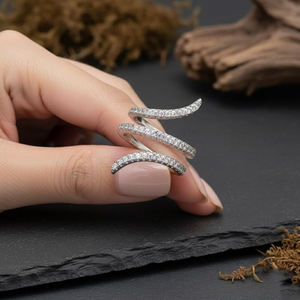 Anillo Ajustable de Serpiente con Circonita Cúbica de Diseño Moderno, Anillo de Boda de Plata de Ley 925, Regalo de Joyería para Mujer, Aniversario, Compromiso - Product Image 3