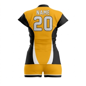 Unisex Custom Sublimated <b>Volleyball</b> Jersey <b>Set</b> Yellow Black Regular Short Sleeve Moisture Wicking Team Apparel Plus Size Adult - Product Image 2