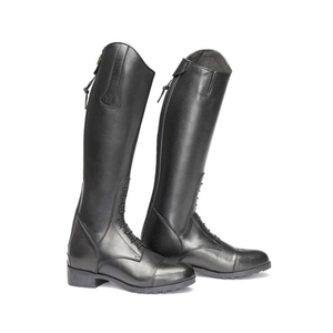 Botas de Montar de Cuero Negro con Cremallera Completa y Diseño de Cordones para Uso Ecuestre - Product Image 1