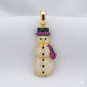 Trendy 10K <b>Solid</b> Gold Cartoon Iced Vintage Winter Snowman Charms Pendants Custom Moissanite Diamond Hip Hop Unisex Gift <b>Necklace</b> - Product Image 5