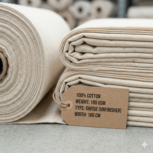 Tela Cruda sin Blanquear de Alta Calidad al por Mayor, 180 GSM, 100% Algodón, Tejido Liso, para Confección de Vestidos - Product Image 3