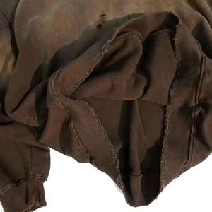 Vente en gros de sweats à capuche vintage délavés, qualité supérieure, effet délavé à l'acide, basiques épais en mélange de coton pour hommes, logo personnalisé - Product Image 4