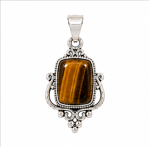 Pendentif en argent œil de tigre, pendentif en argent sterling 925 avec pierre précieuse, bijoux œil de tigre brun doré, pendentif bohème tendance, cadeau - Product Image 1