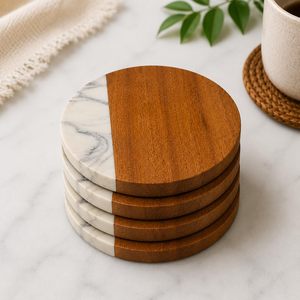 HASAN CRAFT Sous-verre en bois à motif oriental incrusté, design de luxe, antidérapant, jetable, épaisseur personnalisable pour la protection de la table - Product Image 3