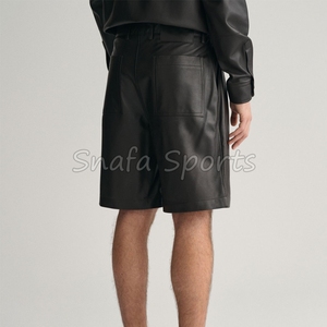 กางเกงขาสั้นหนังแท้คุณภาพสูงสั่งทำพร้อมโลโก้ขายส่งสำหรับผู้ชาย มีกระเป๋า หนังแท้ 100% - Product Image 2