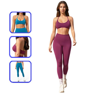 Custom Logo Wholesale Women's Plus Size 2 Piece Yoga Set Solid Sports Bra High Waisted <b>Leggings</b> Breathable Quick Dry <b>Gym</b> Workout - Product Image 4